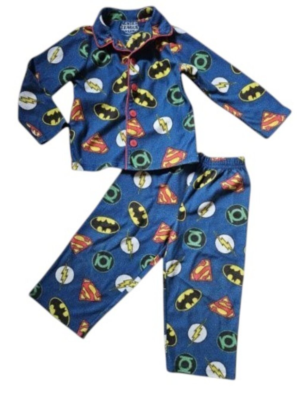 JUSTICE LEAGUE Long Sleeved Flannel Pajamas Boys Size 3T